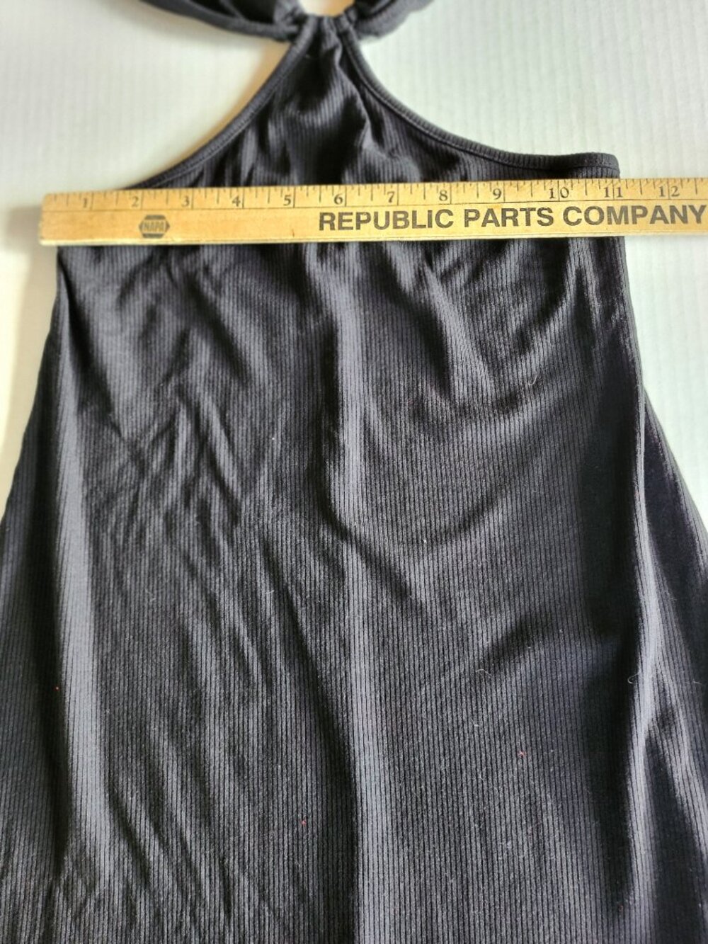 Salwa Owens Black Ribbed Avant-Garde Maxi Dress O-Ring Halter Knit Gown S - Picture 13 of 13